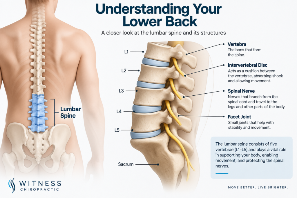 Lumbar spine anatomy and lower back structures